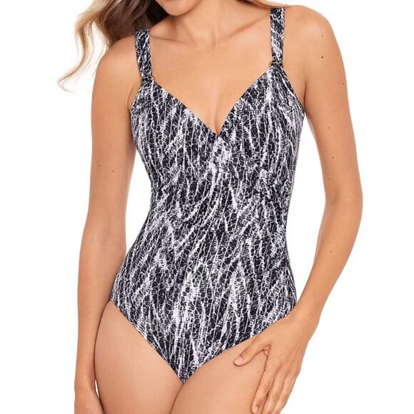 Miraclesuit NWT Python Siren One Piece Swimsuit Size 14 Metallic Underwire Bra - Picture 1 of 12
